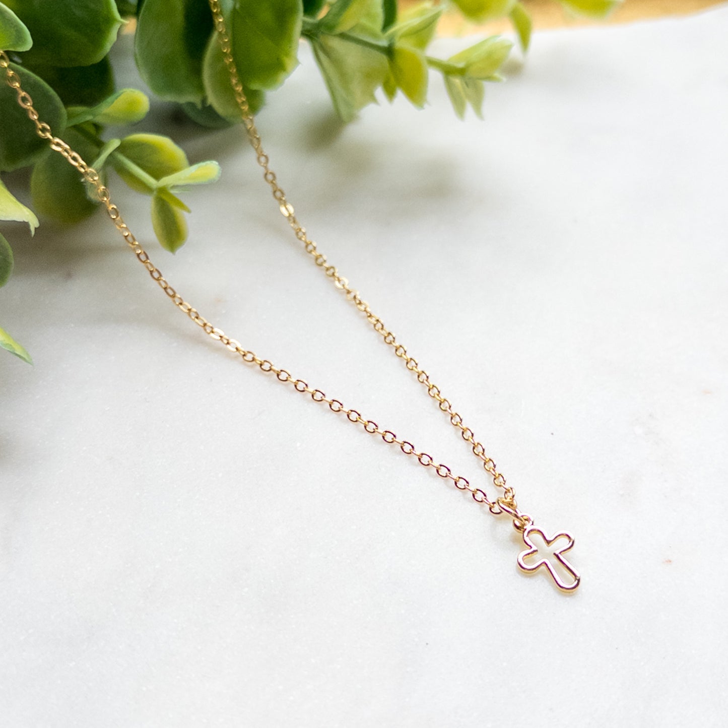 Dainty 18K Gold Plated Cross Necklace