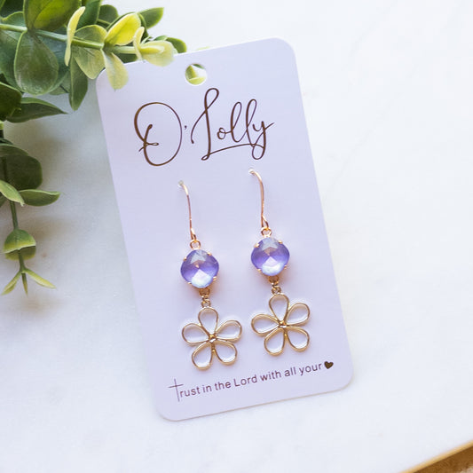 Purple Stone w/Gold Open Flower “Iris”