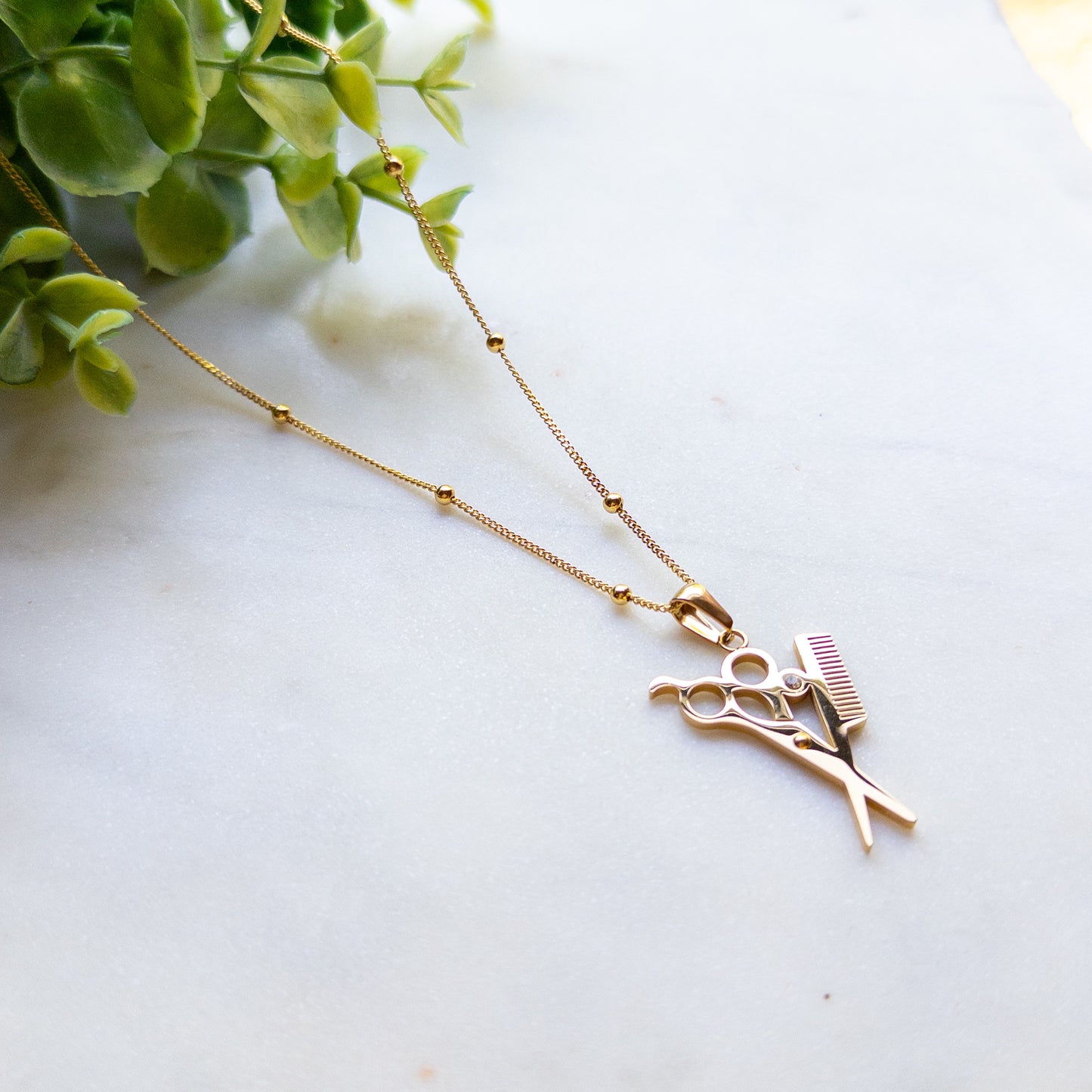 Gold Plated Hair Tools One Charm Necklace