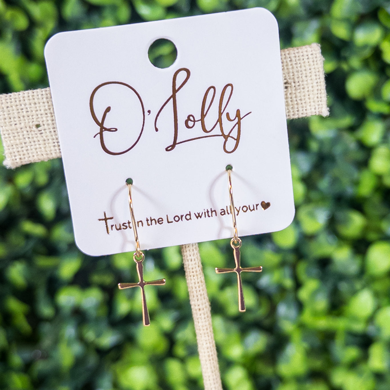 Dainty Gold Cross Drop Earrings
