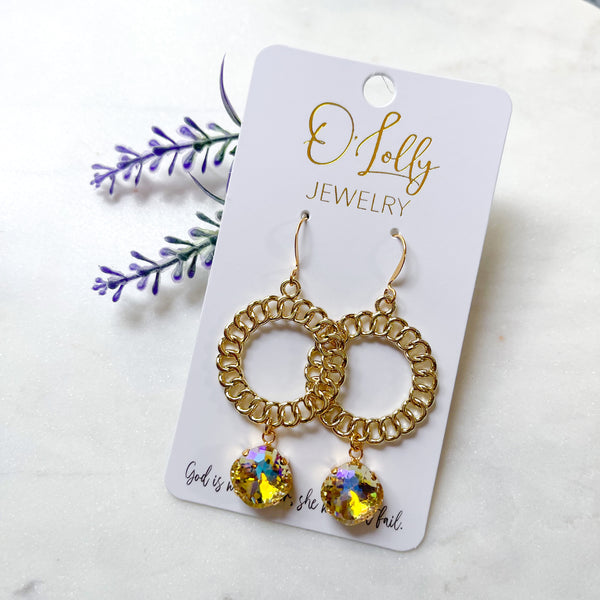 O’Lolly “Heidi” Earrings - Gold Hoop w/Gold AB Stone