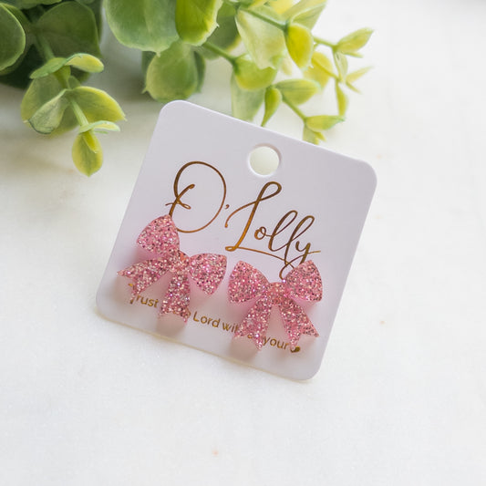 Glitter Pink Stud Earrings