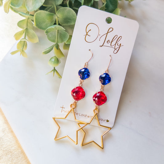 Stars & Sparkle Patriotic Statement Earrings
