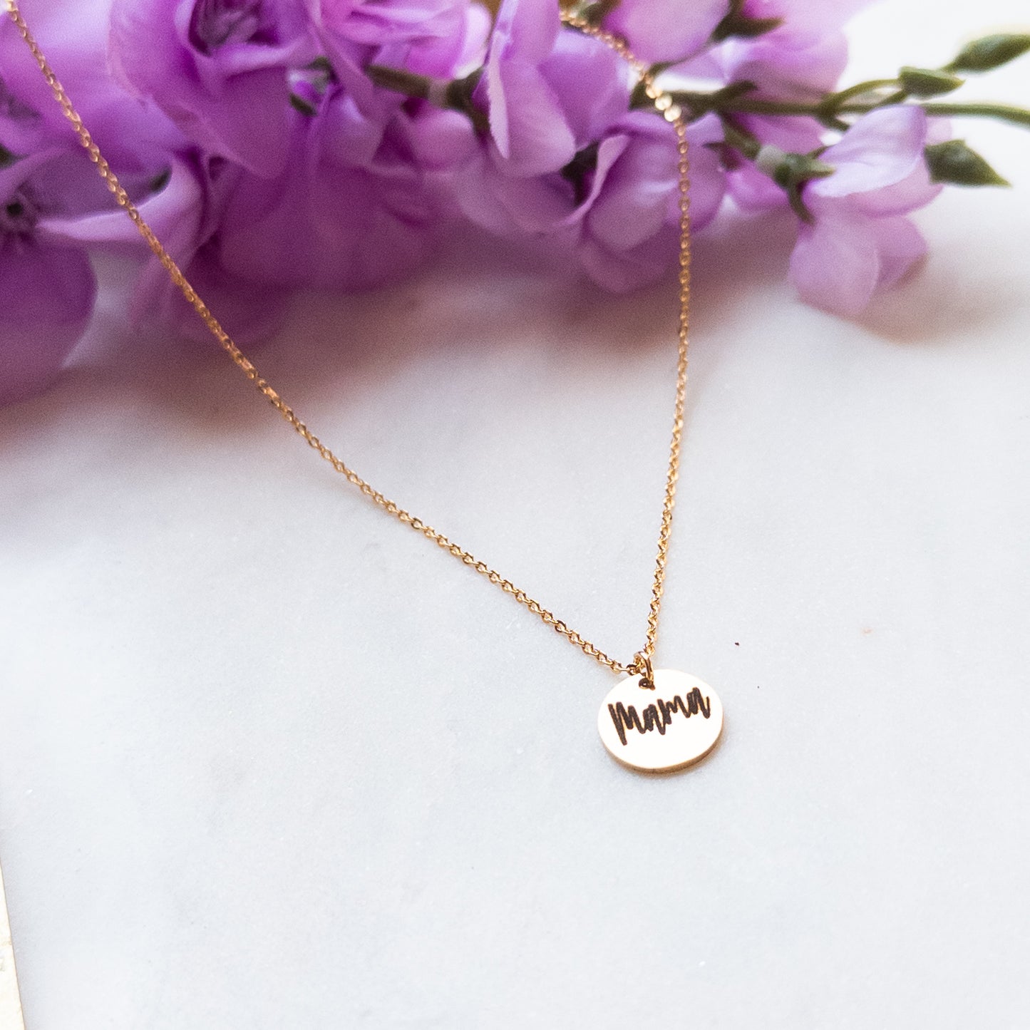 Gold Engraved “Mama” 18k Gold Plated Chain Necklace (18”)