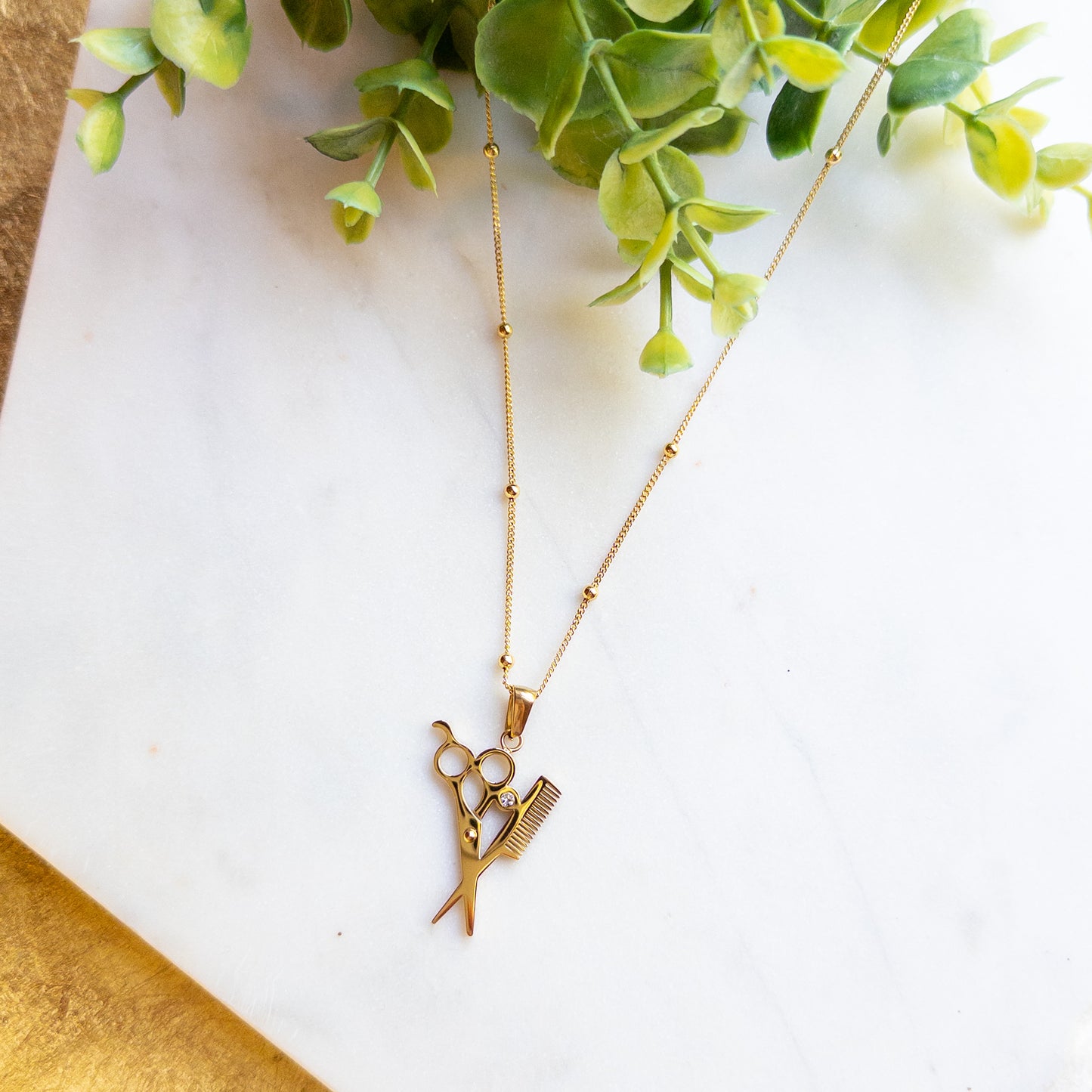Gold Plated Hair Tools One Charm Necklace
