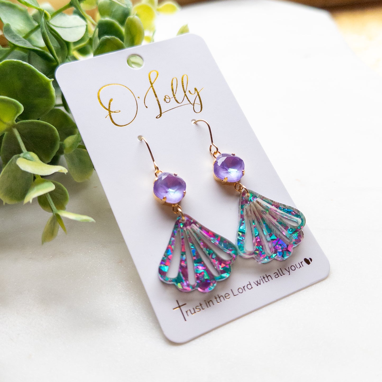 Sparkle Acrylic Seashell Drop Earrings “Summer”