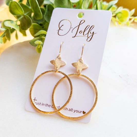 Textured Gold Hoop Drop Earrings “Hollis”