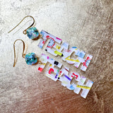 O’Lolly “Teach” Earrings- Aqua stone w/Acrylic Teach