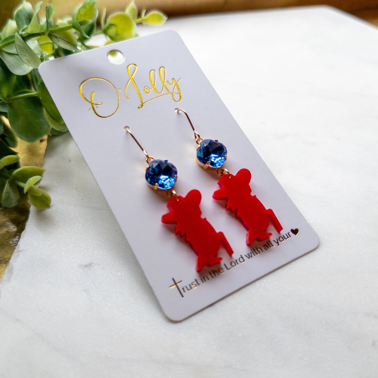 Rebel Man Dangle Earrings – Red & Blue School Spirit