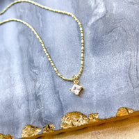O’Lolly 18k Gold Plated Chain w/Small Square CZ Pendant