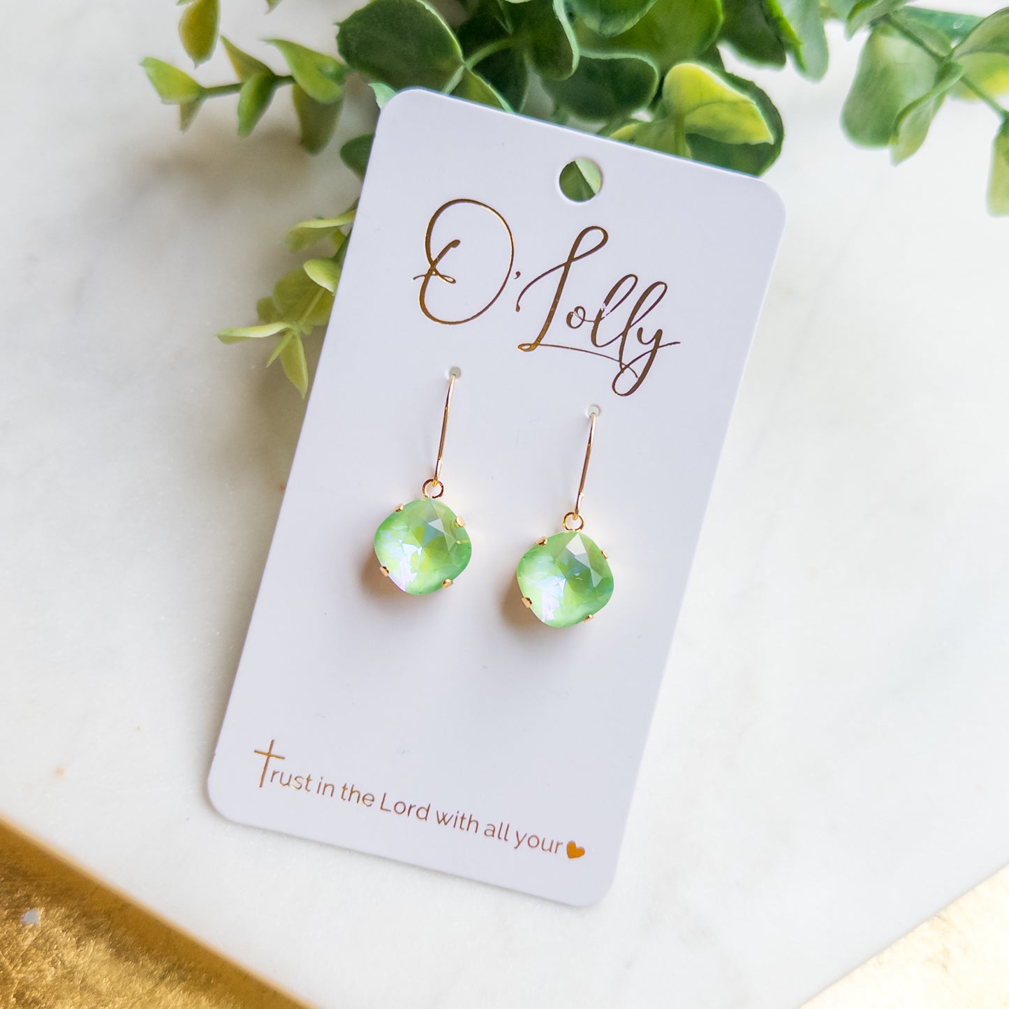 Lime Green Stone Earrings
