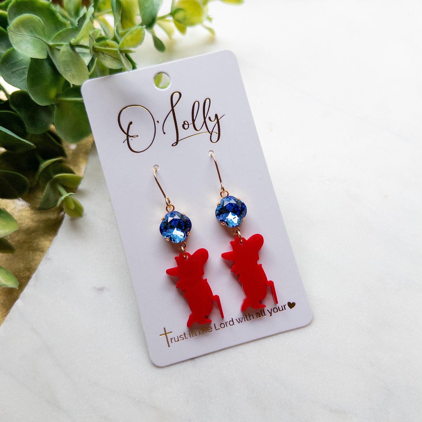 Rebel Man Dangle Earrings – Red & Blue School Spirit