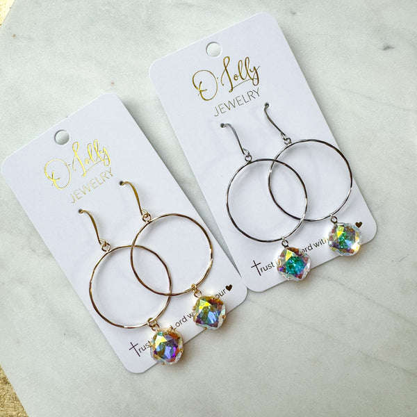 O’Lolly “Millie” Earrings- Hoop w/AB Stone