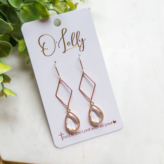 Elegant Crystal Teardrop Geo Dangle Earrings “Emory”
