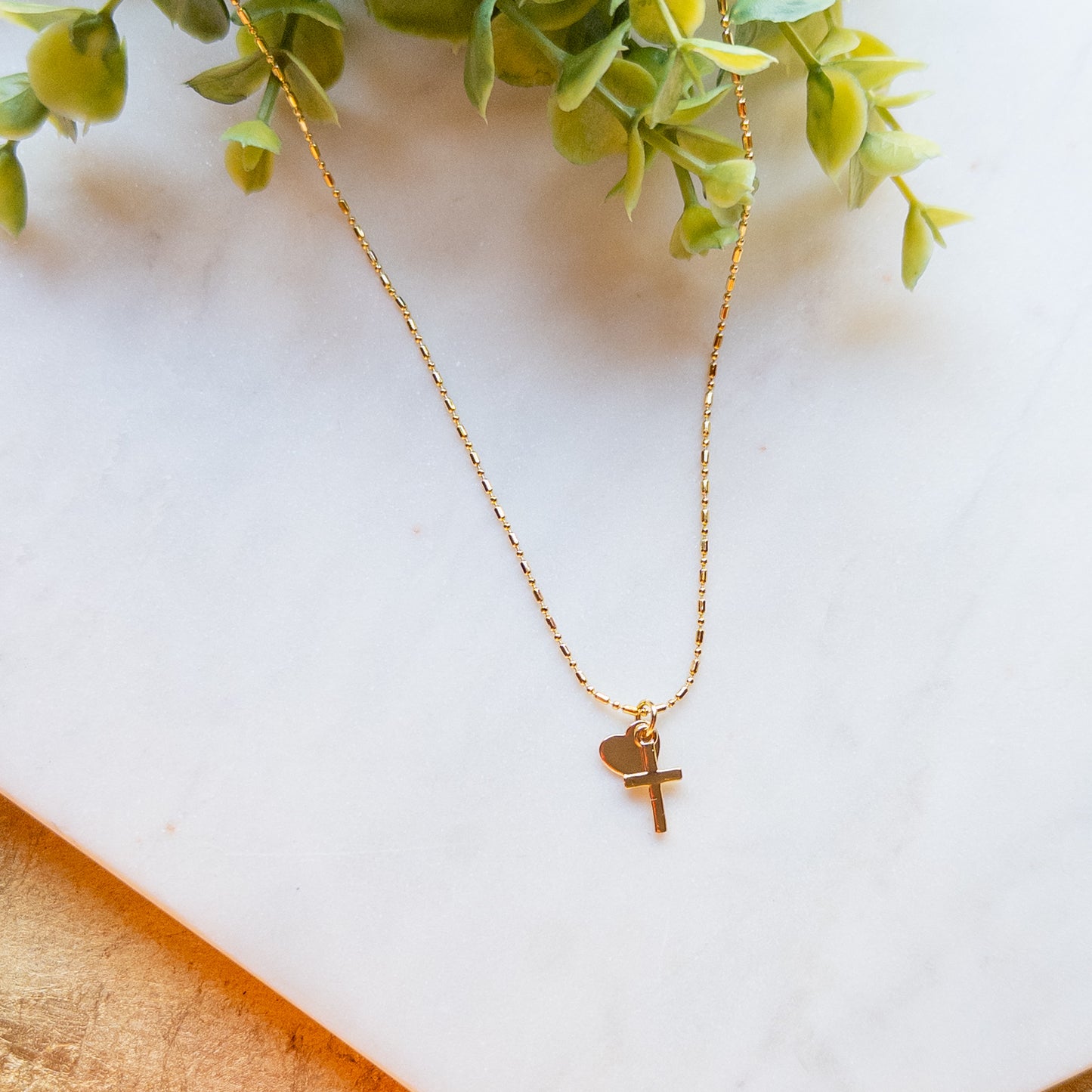 Cross & Heart Charm Necklace