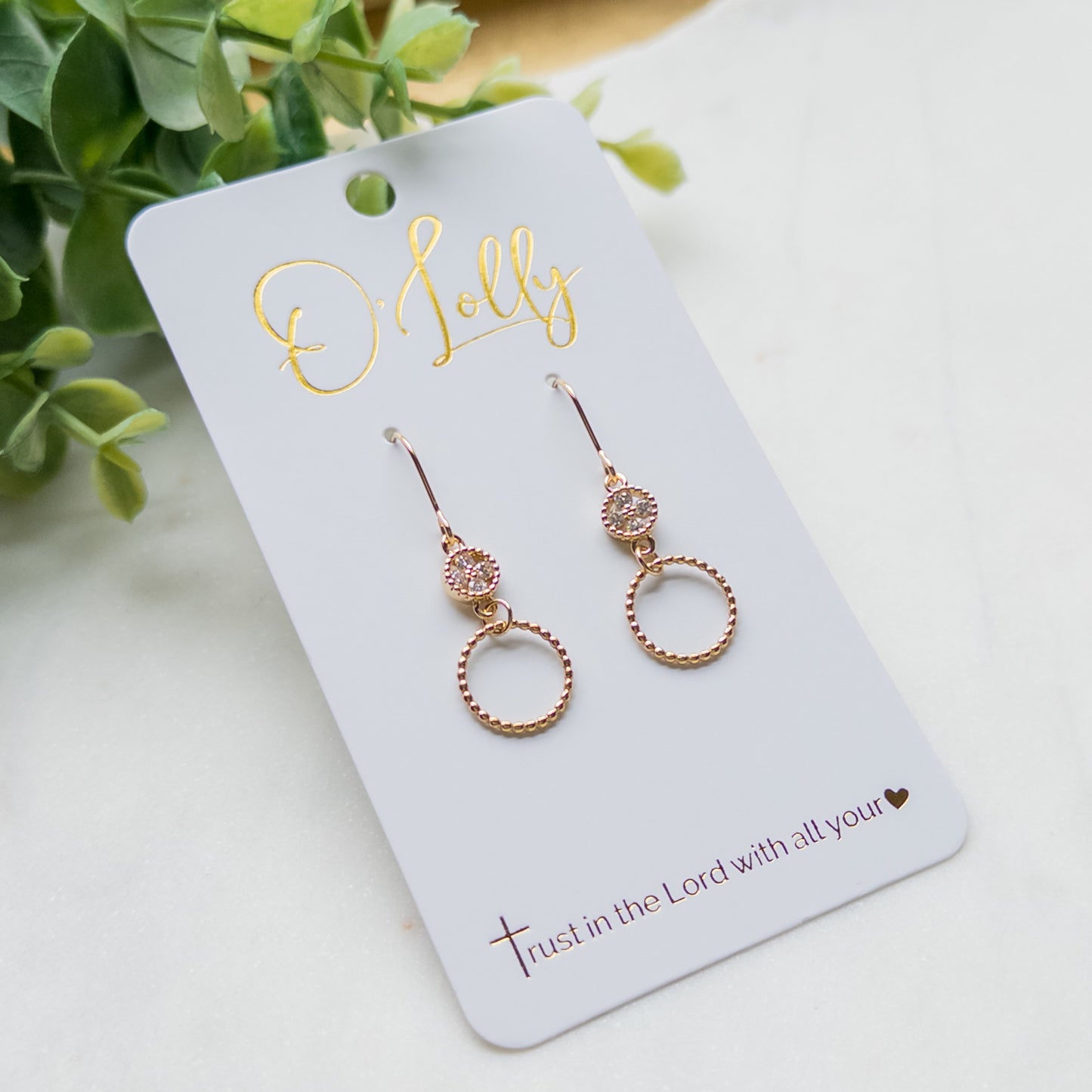 Petite Crystal Halo Circle Dangle Earrings “Elle”