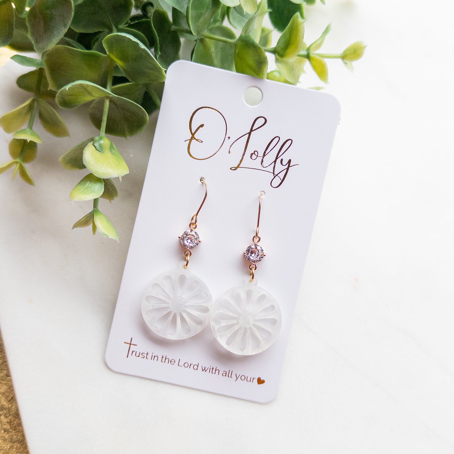 Frosted Sand Dollar Drop Earrings