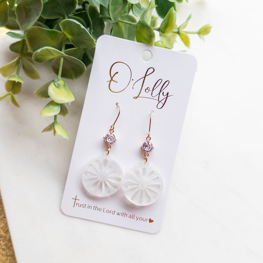 Frosted Sand Dollar Drop Earrings