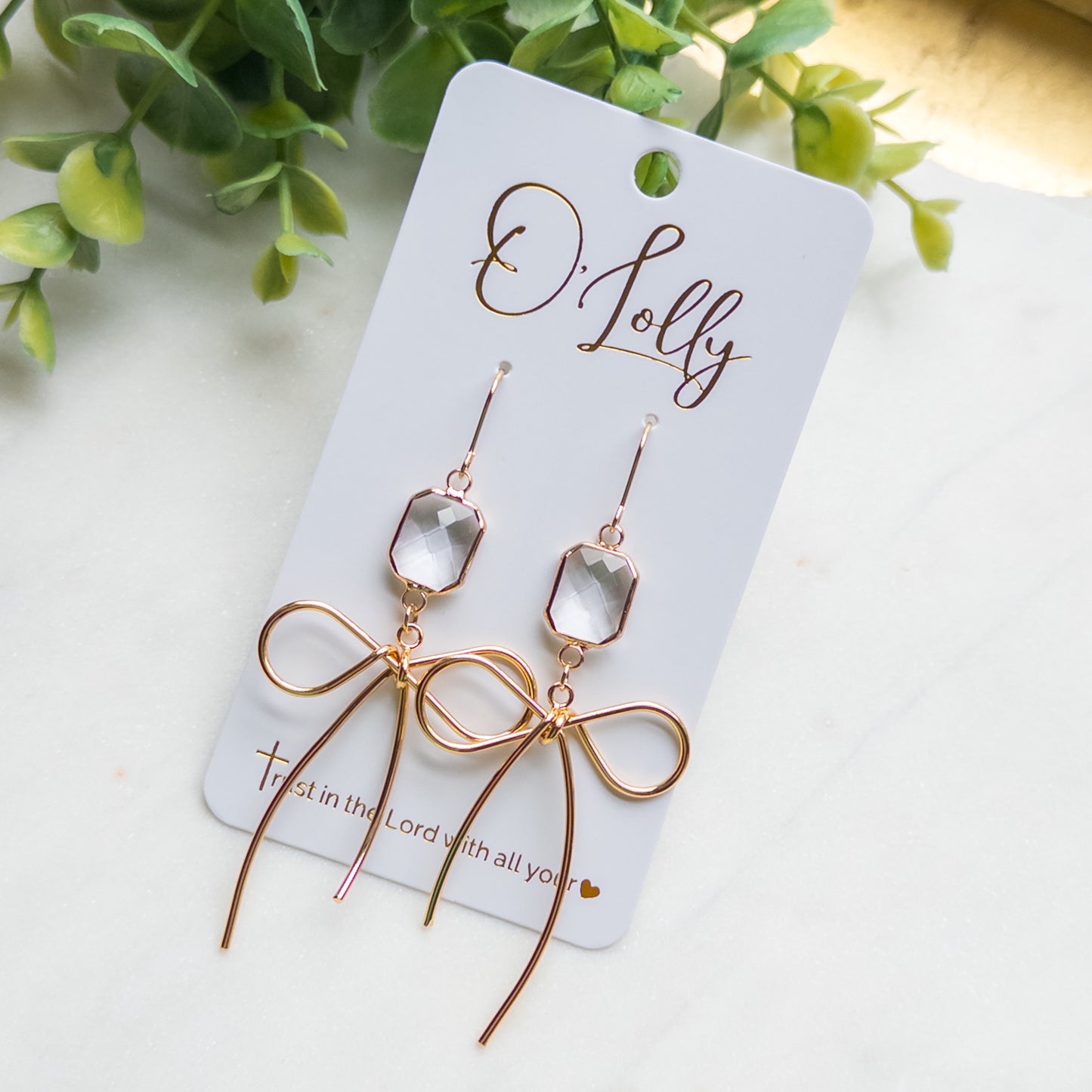 Crystal Bow Statement Dangle Earrings “Millie”