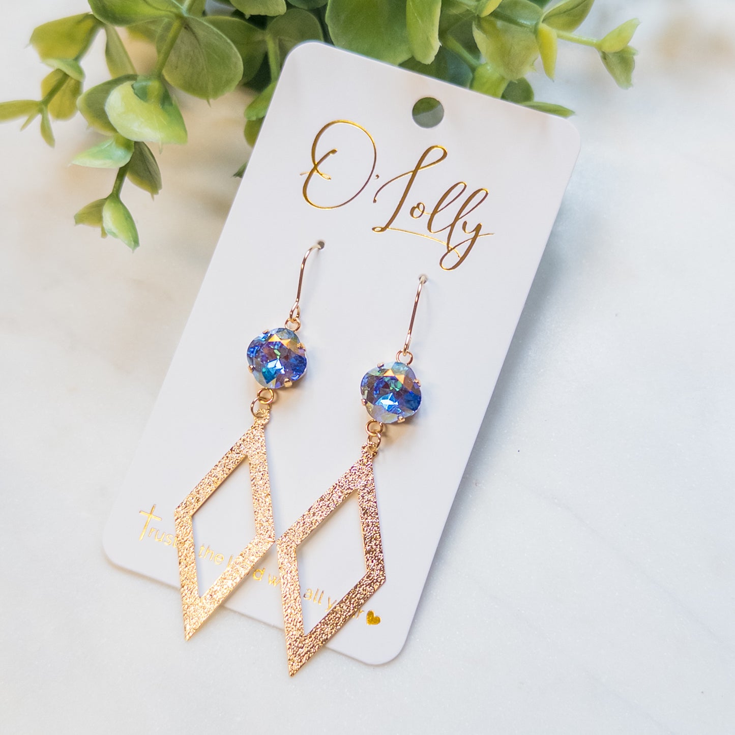 Blue Aurora Geometric Statement Earrings “Glory”