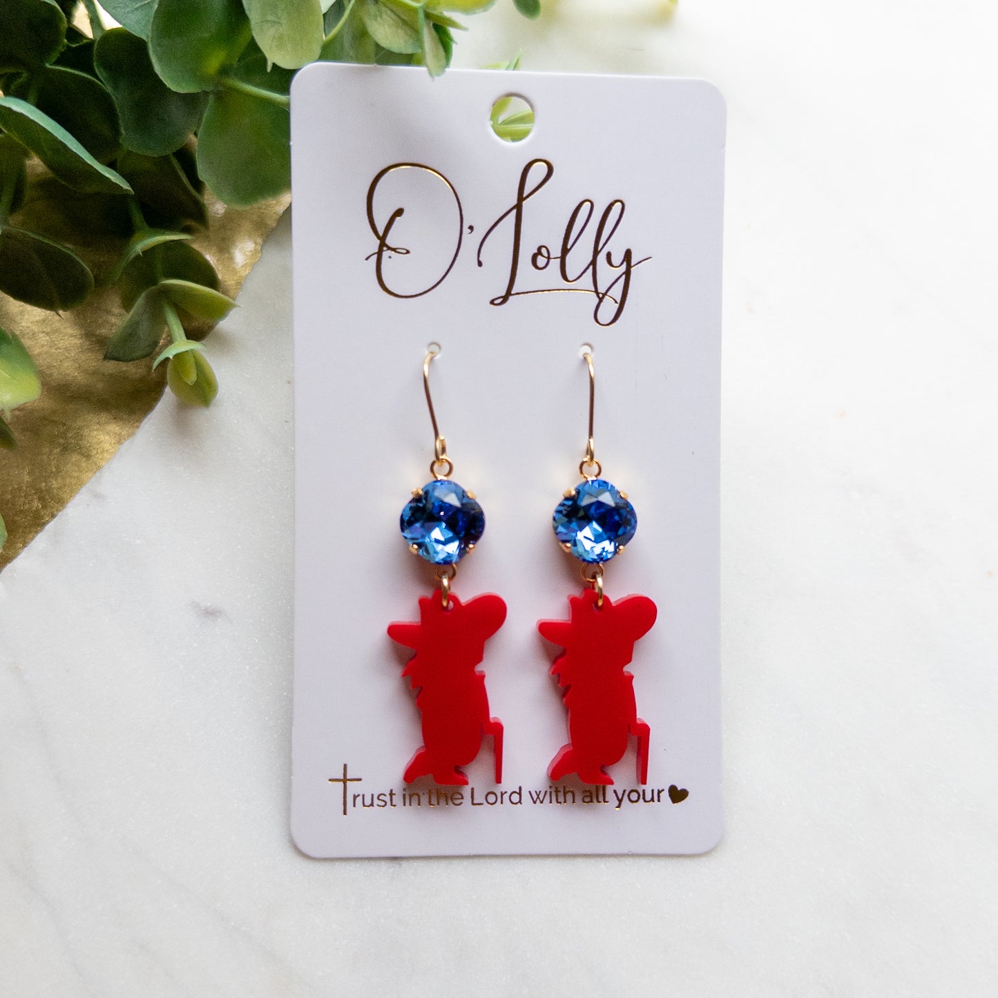 Rebel Man Dangle Earrings – Red & Blue School Spirit