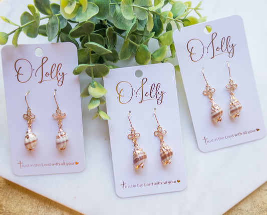 Golden Shore Seashell Drop Earrings “Shelly”