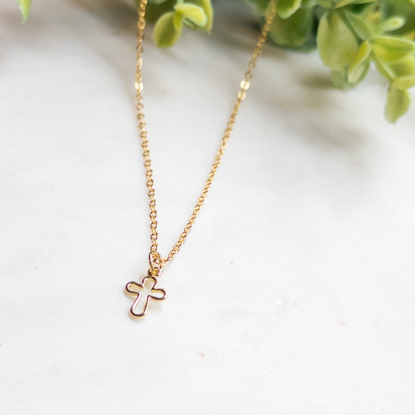 Dainty 18K Gold Plated Cross Necklace