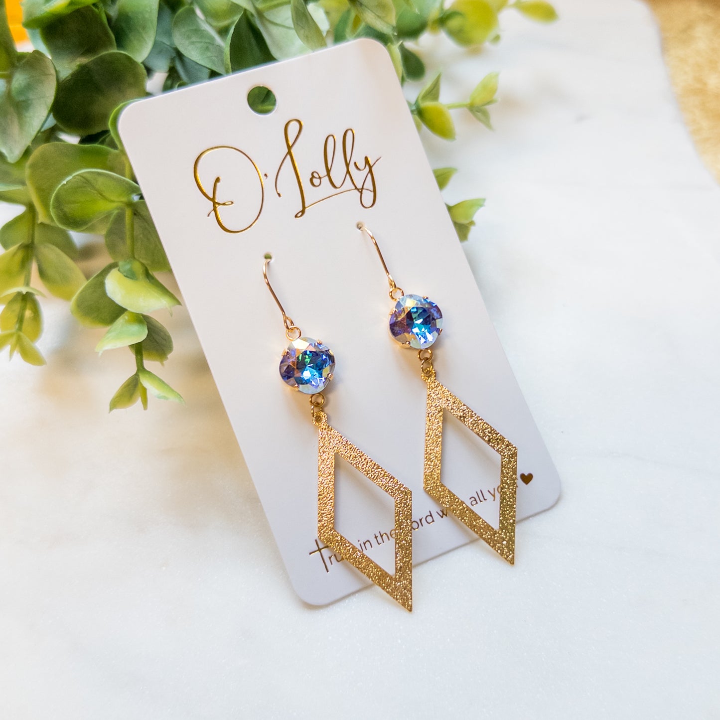 Blue Aurora Geometric Statement Earrings “Glory”