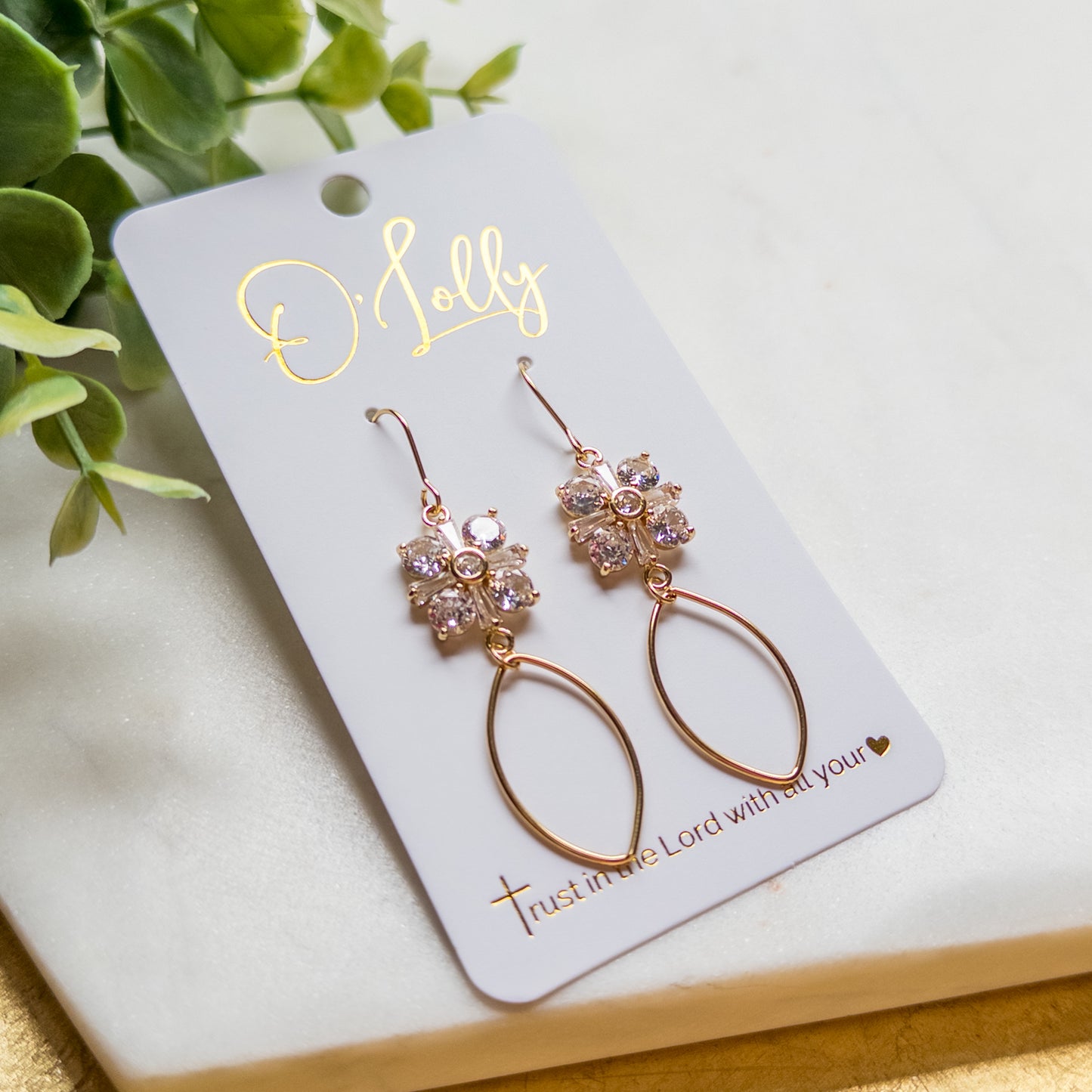 Blossom Sparkle Oval Drop Earrings