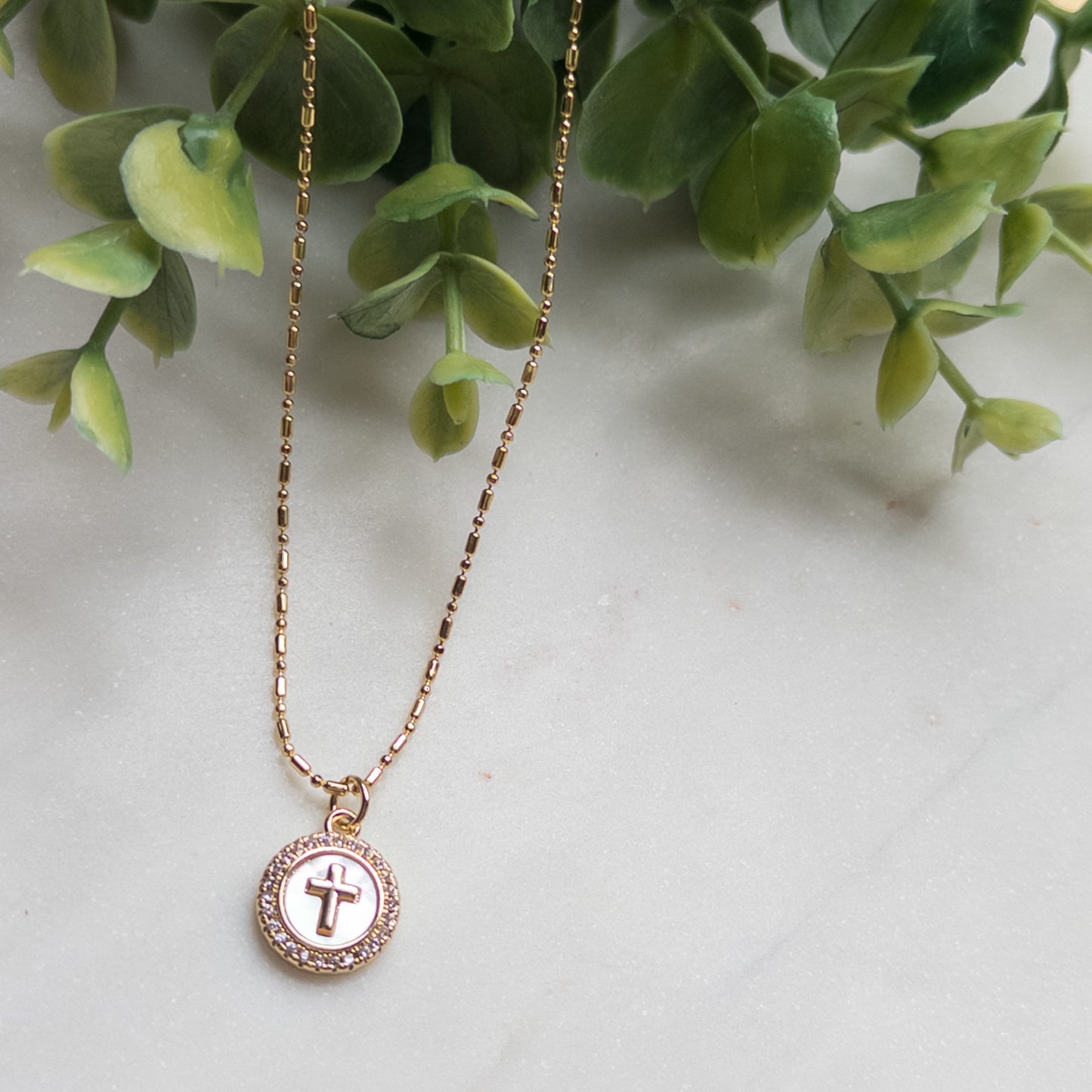 Dainty Halo Cross Medallion Necklace