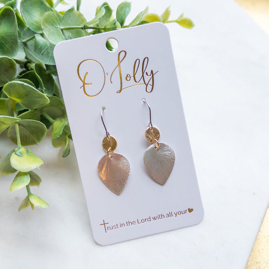 Gold & Silver Mixed- Gold Disc w/Silver Shaped Dangle - M6