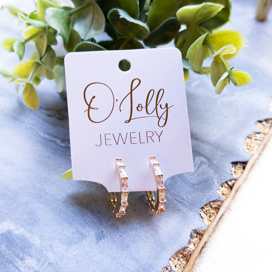 Gold Cubic Zirconia Huggie Earrings