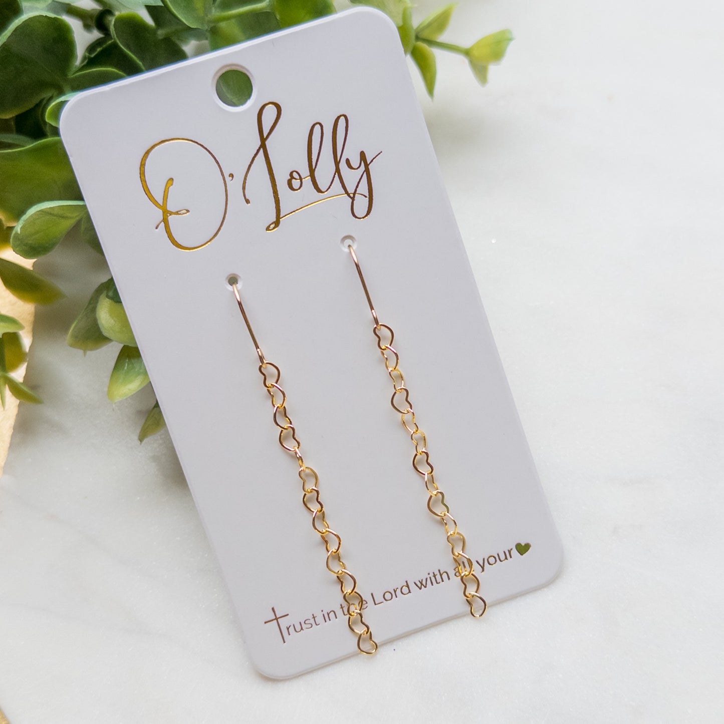 18k Gold Plated Heart Chain Earrings Style 10