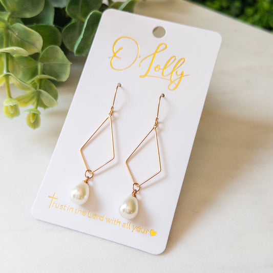 Pearl Geo Drop Earrings “Jillian”