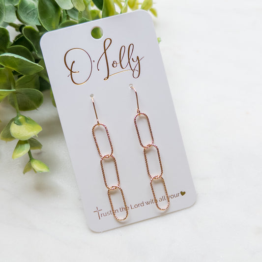 18k Gold Plated Textured Chain Earrings Style 9