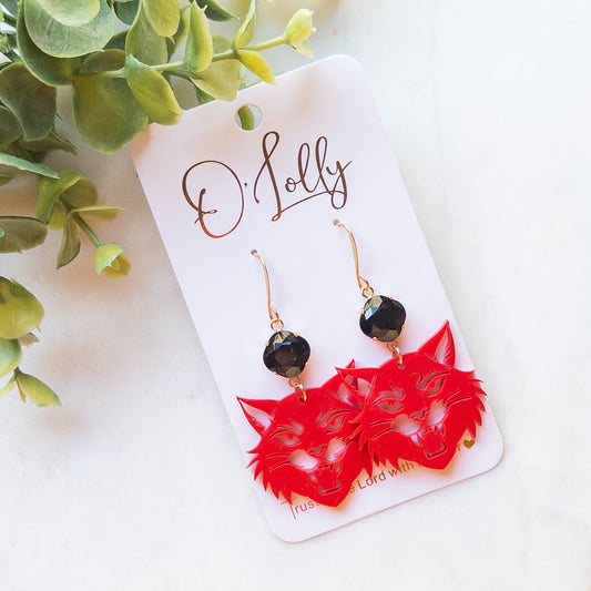 Red Bobcat w/Black Stone