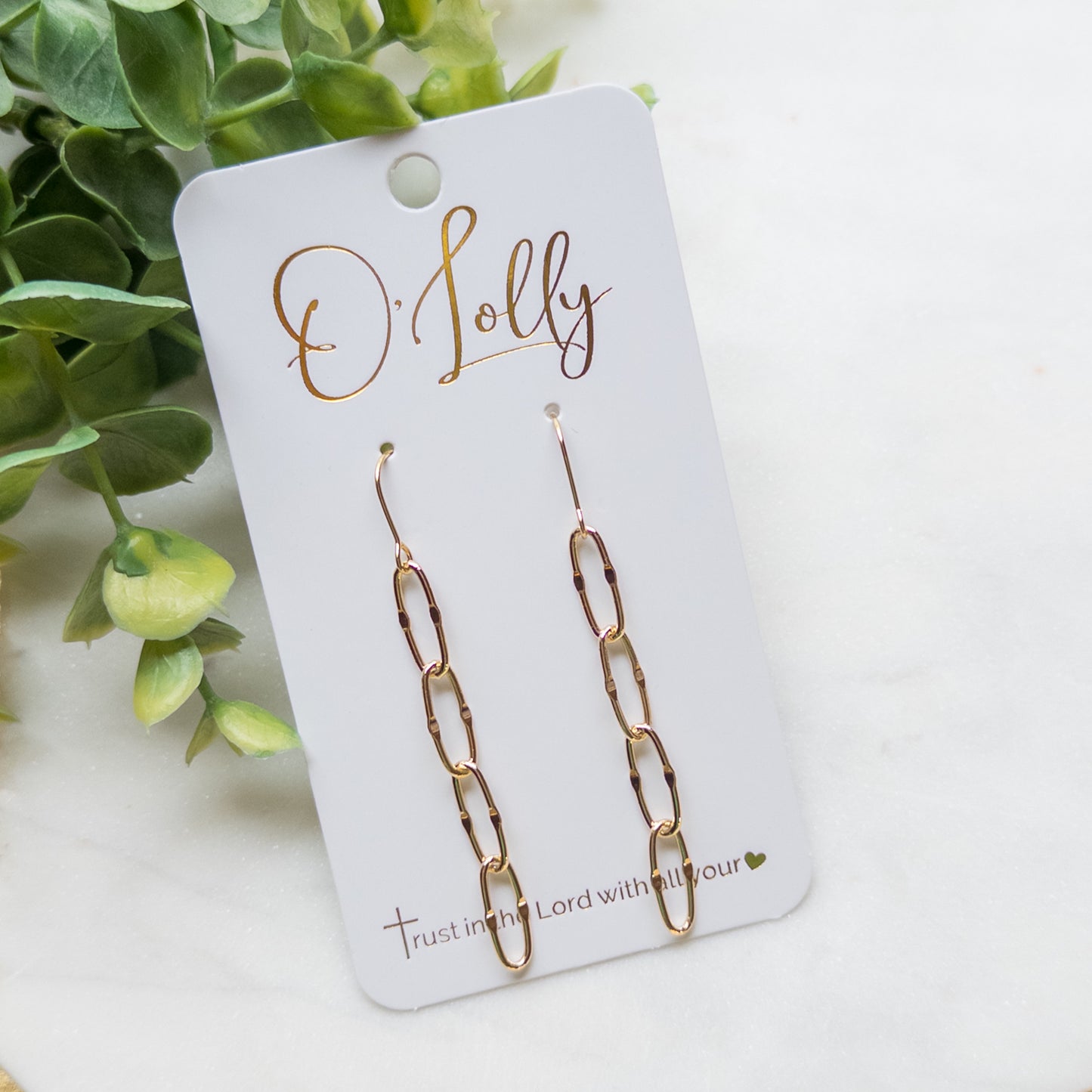 18k Gold Plated Textured Chain Earrings Style 11