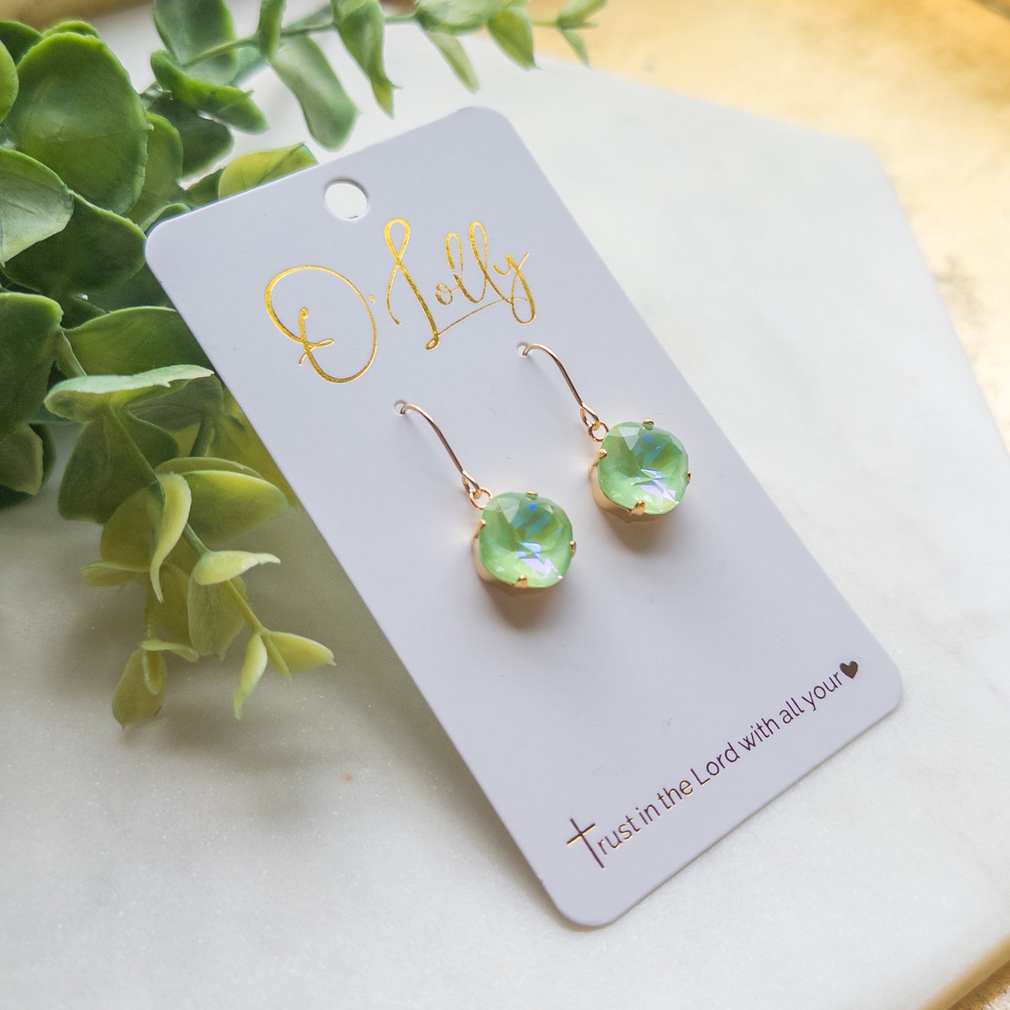 Lime Green Stone Earrings