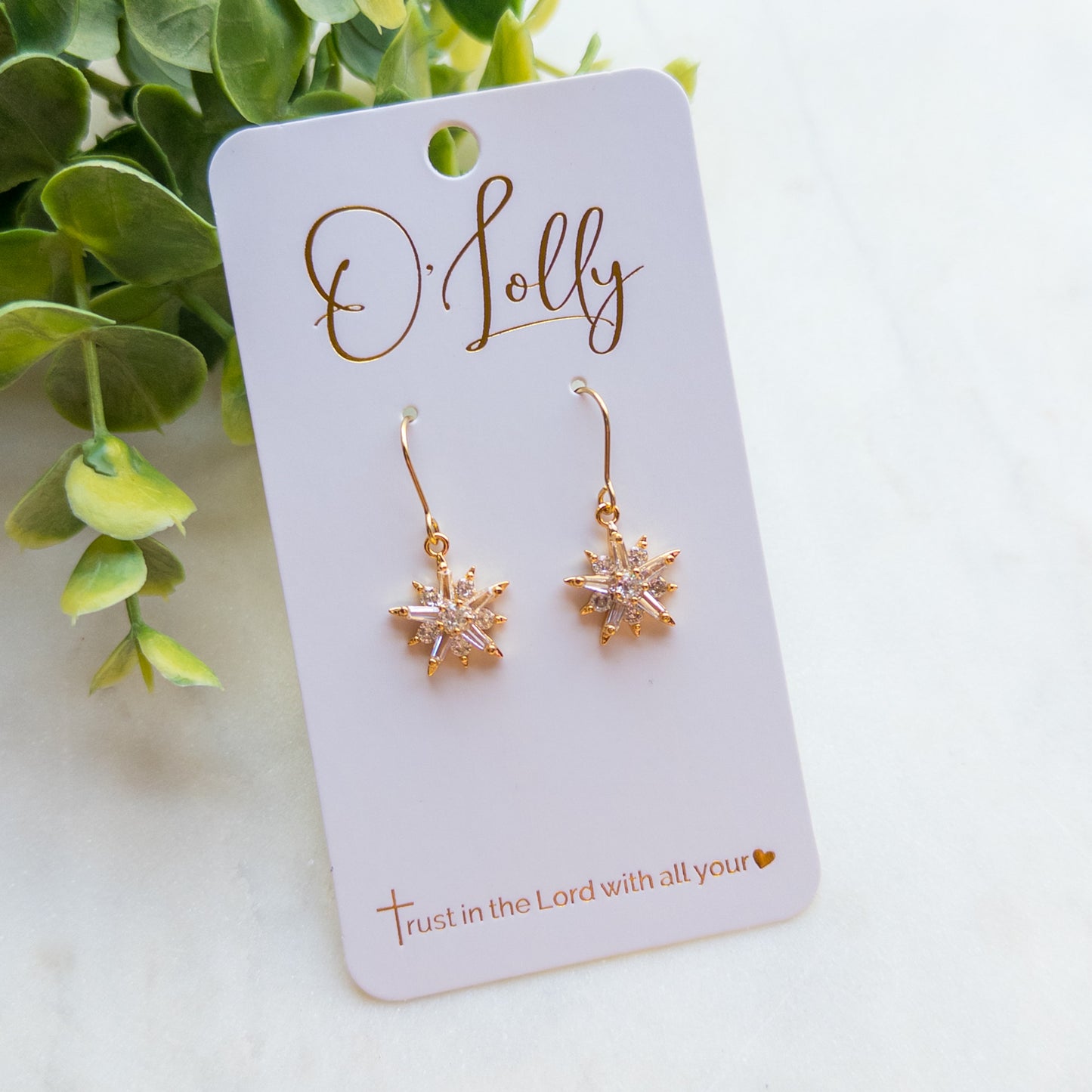 Cubic Zirconia Flower Earrings