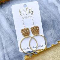O’Lolly “Reese” Earrings- Gold Textured w/Hoop