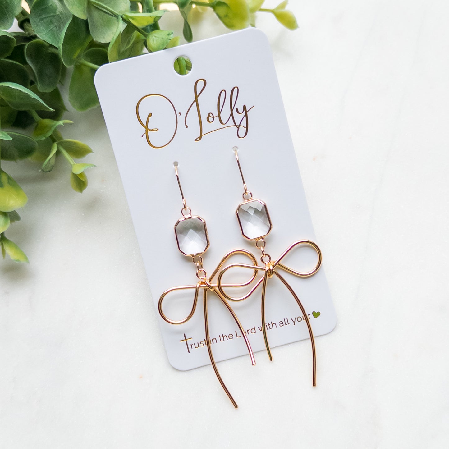 Crystal Bow Statement Dangle Earrings “Millie”