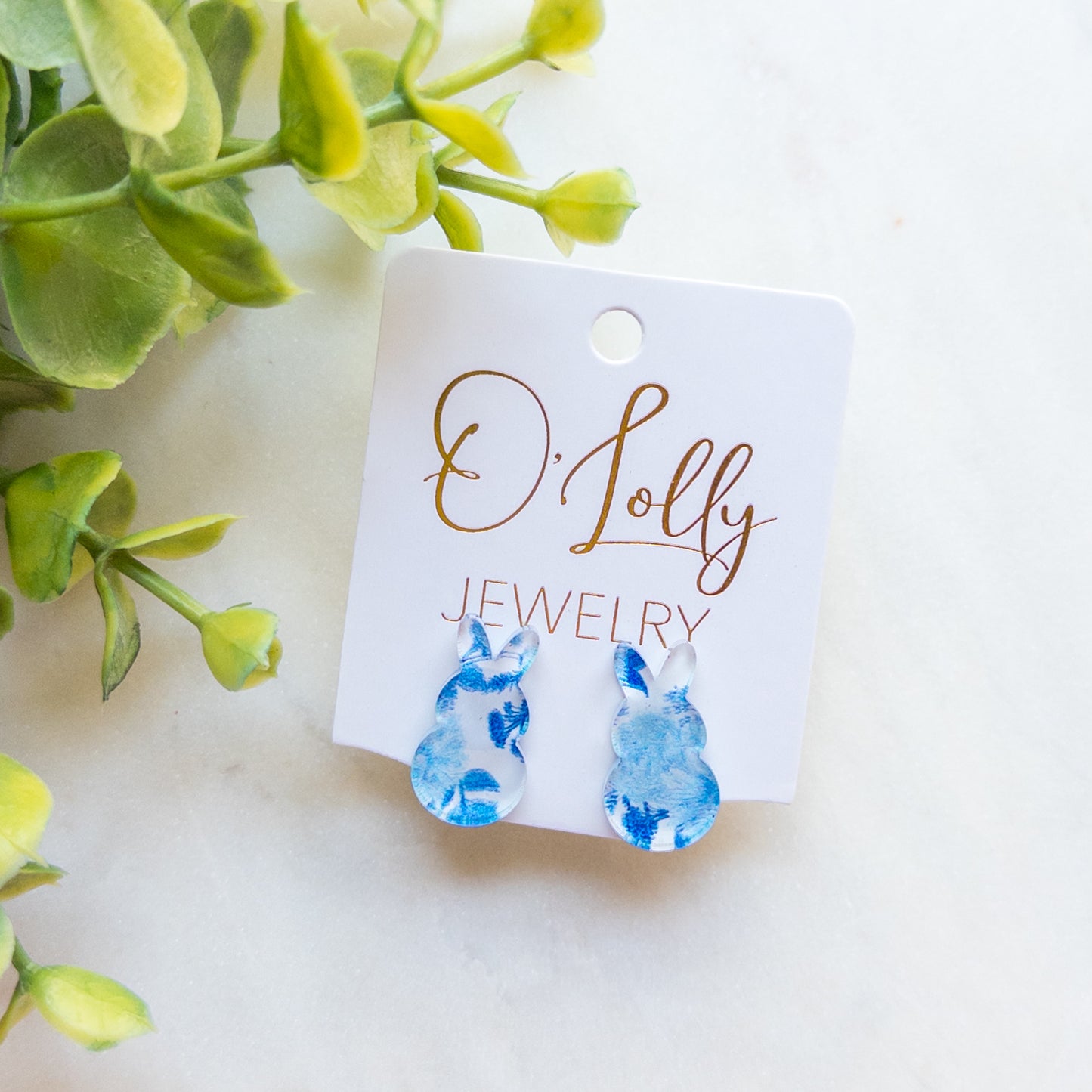 Blue & White Acrylic Stud Earrings