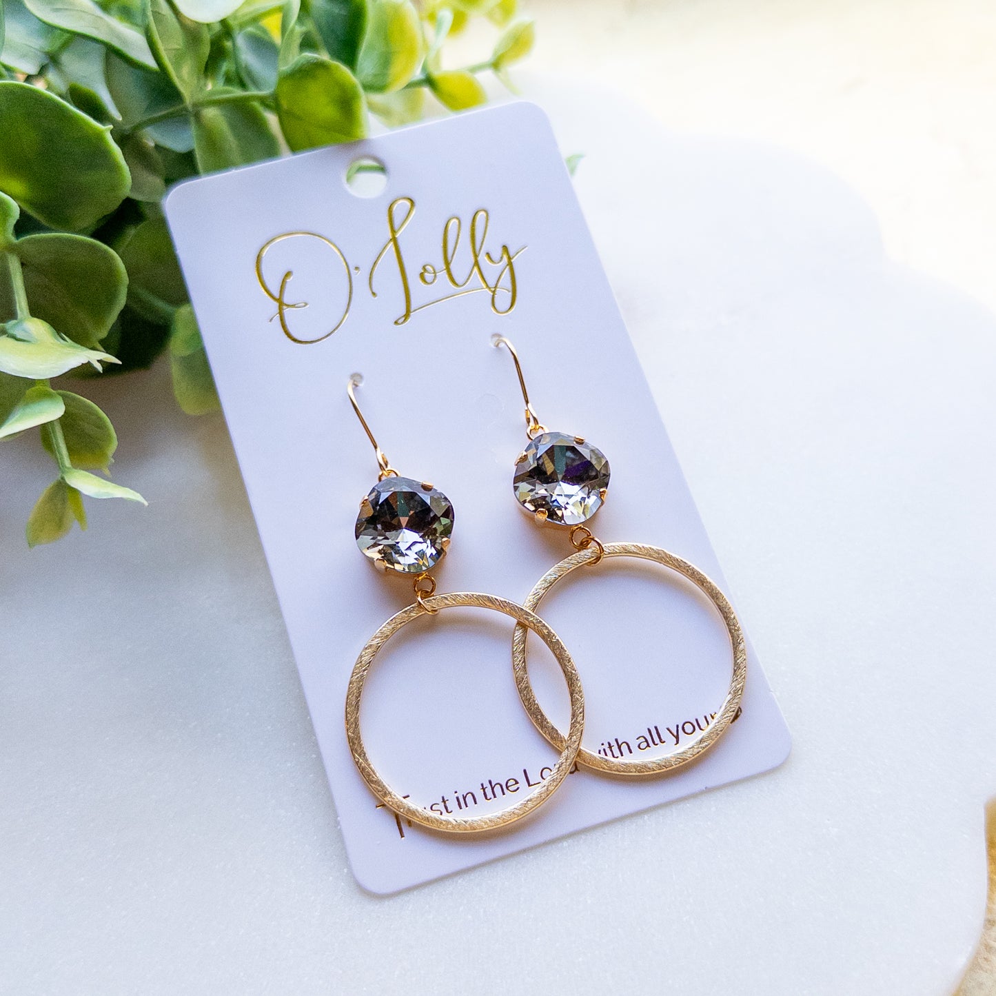 Sienna Crystal & Gold Hoop Drop Earrings