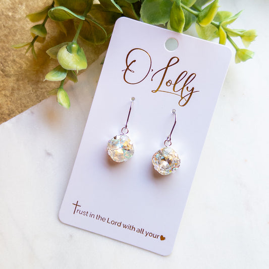 Silver Clear Crystal Dangle Earrings “Dove”