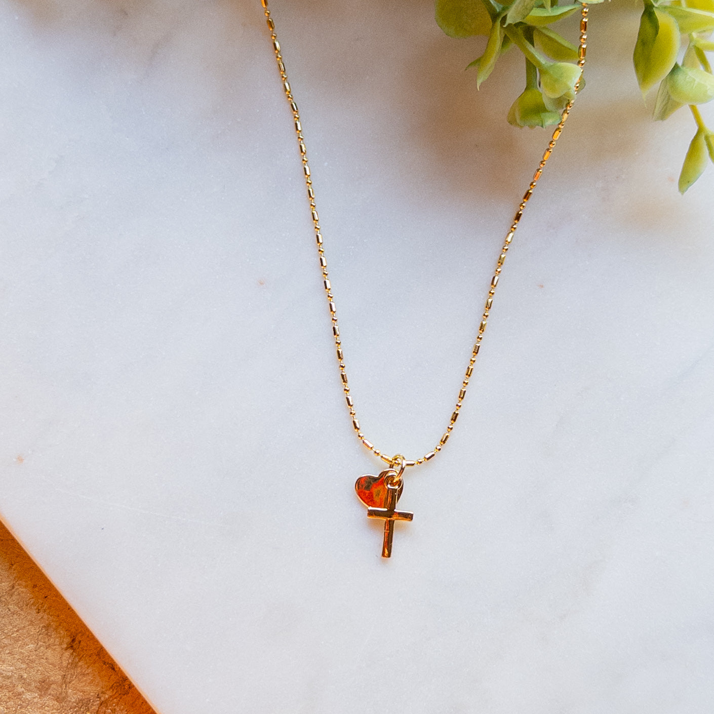 Cross & Heart Charm Necklace