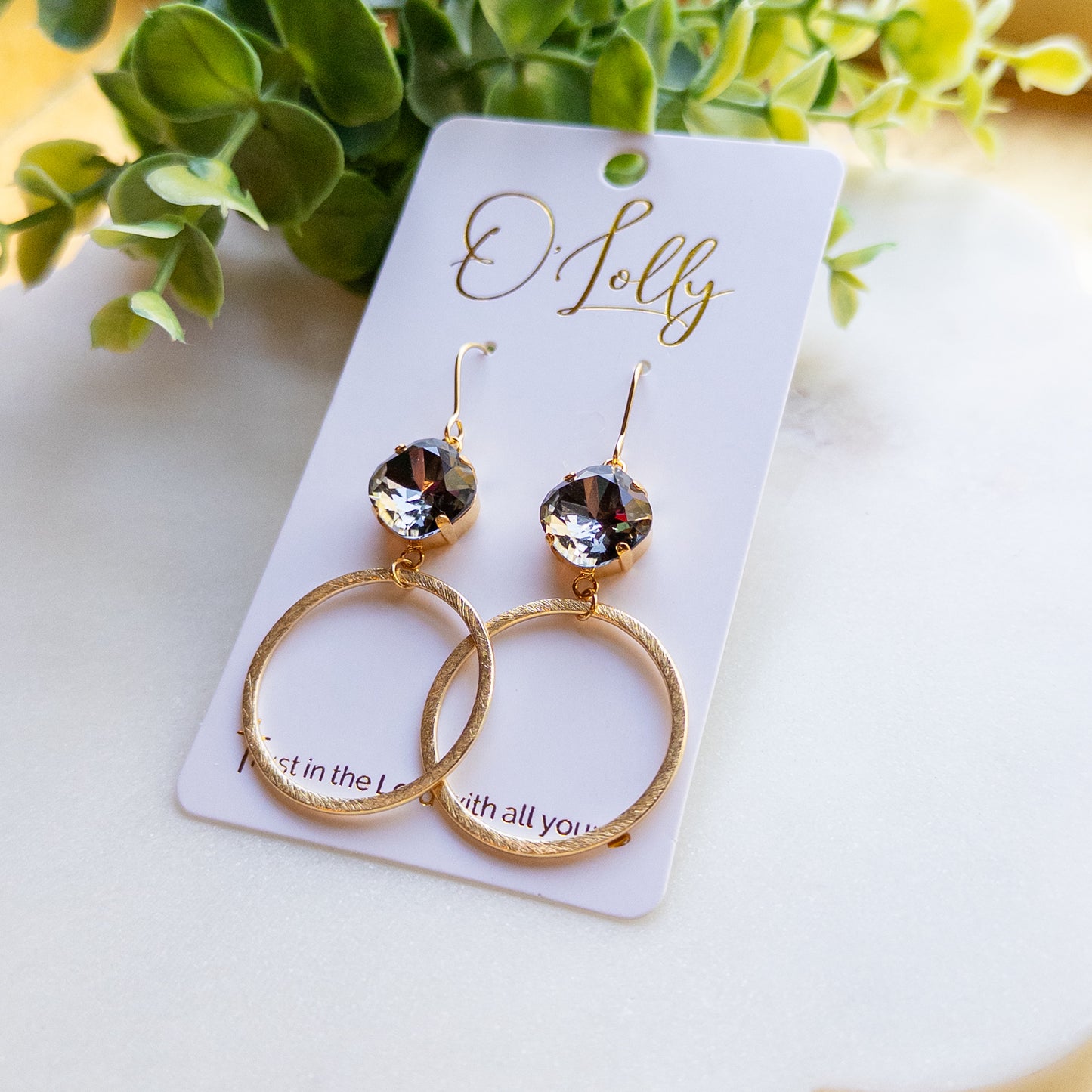 Sienna Crystal & Gold Hoop Drop Earrings
