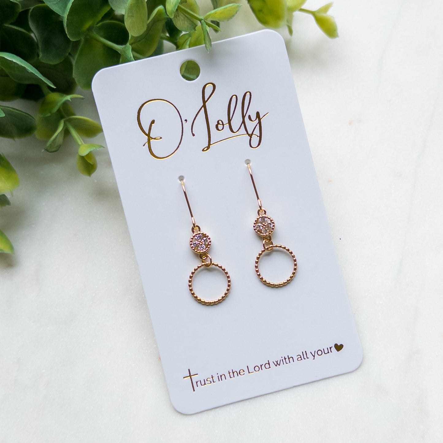 Petite Crystal Halo Circle Dangle Earrings “Elle”