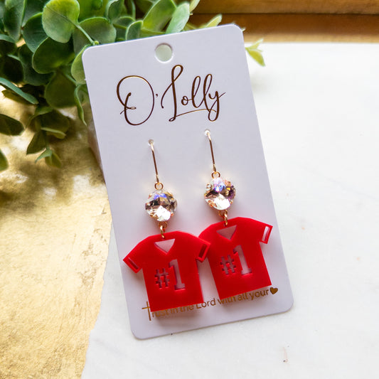 Game Day #1 Jersey Dangle Earrings