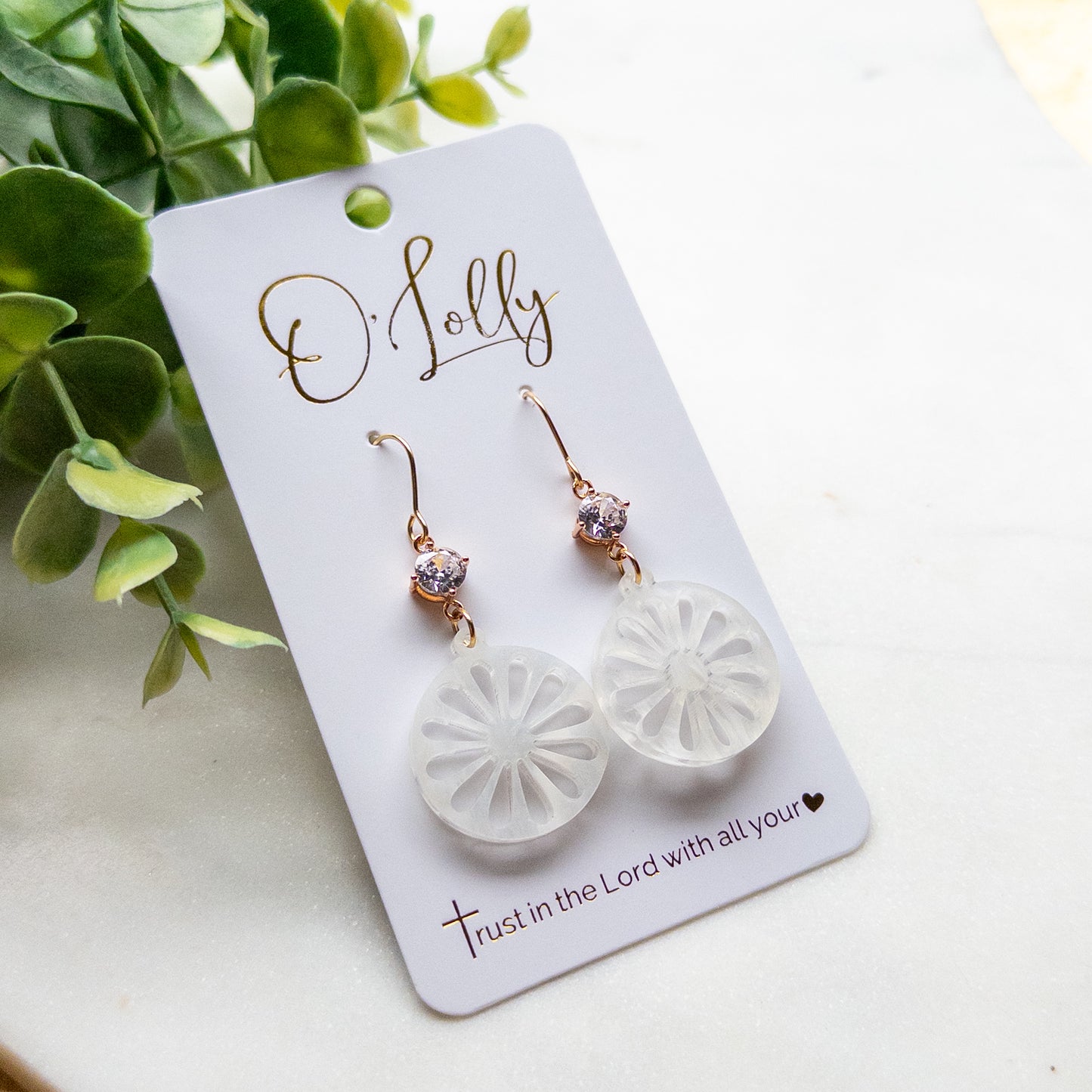 Frosted Sand Dollar Drop Earrings