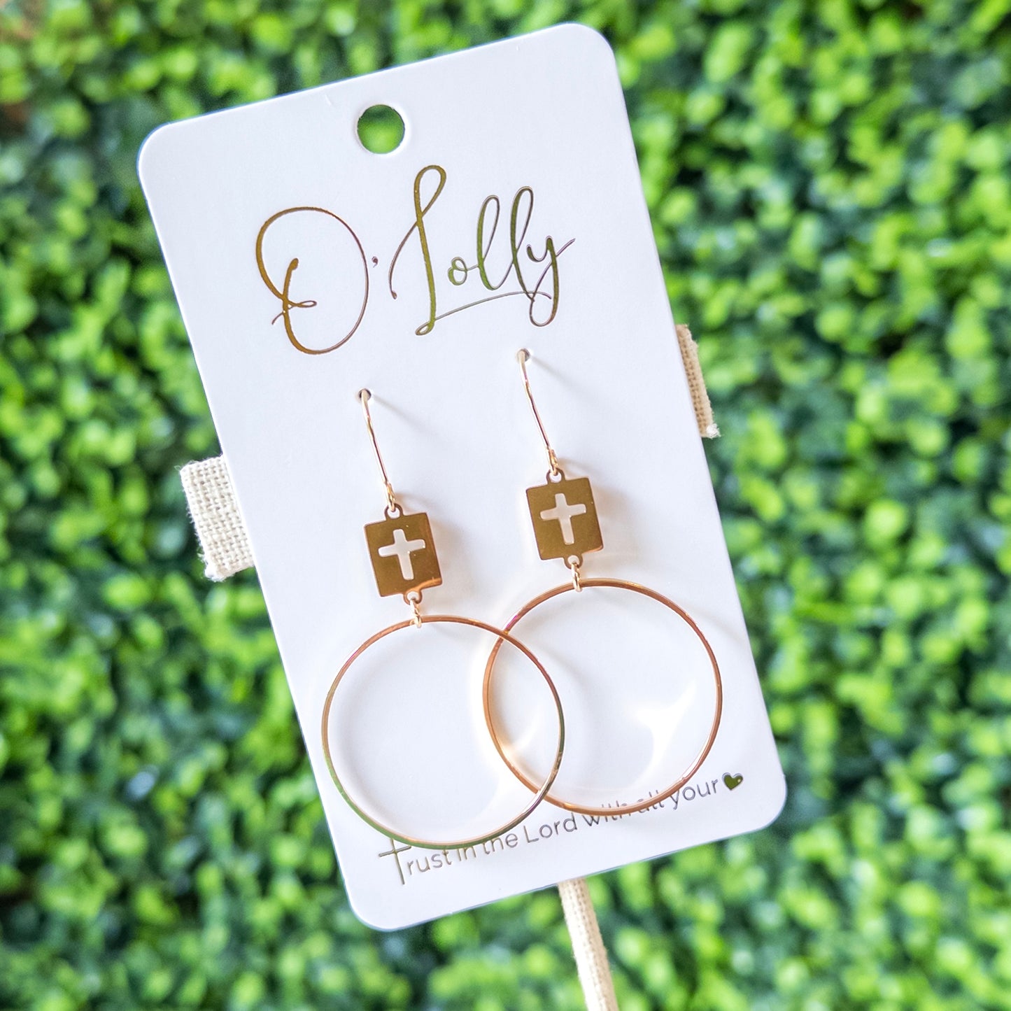 Cross Charm Hoop Dangle Earrings “Bethel”